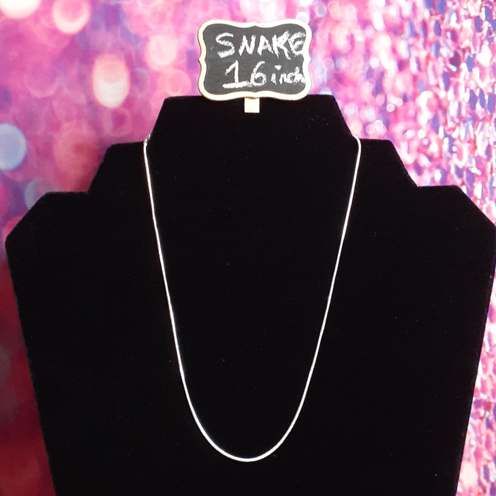 16 Inch 1 mm Snake Style Chain STAMPED S925 Silver